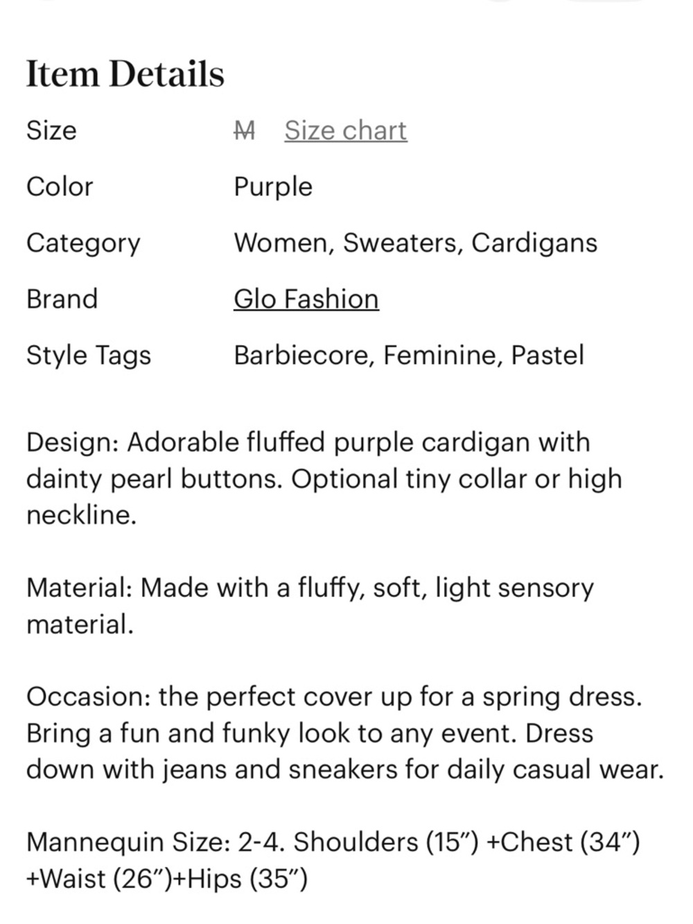 Cropped Lavender Fuzzy Button-Front Cardigan - Picture 5 of 5